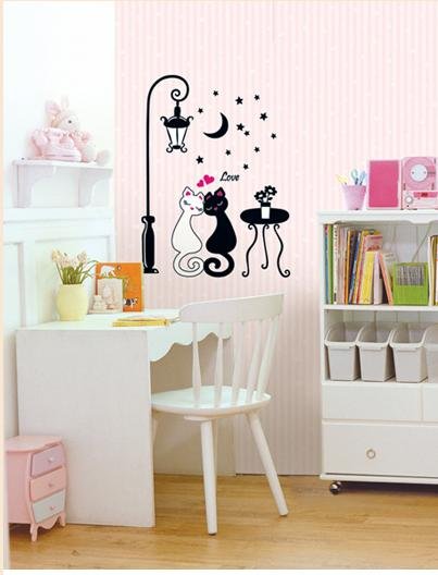 SWST-005 Love Cats Wall Decor Art Adhesive Sticker - Perfect Christmas Gift!