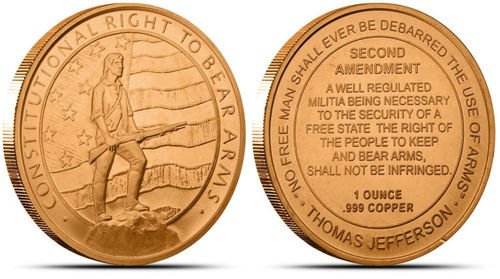 1oz " 2ND AMENDMENT " .999 FINE COPPER ROUND