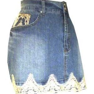 Stretch Mini Denim Lace SEXY Skirt PLUS Size 20