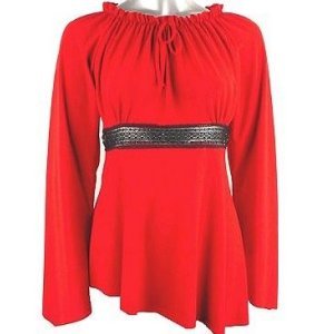 Red HOT Asym Bell Sleeve with Black Lace Top 3X