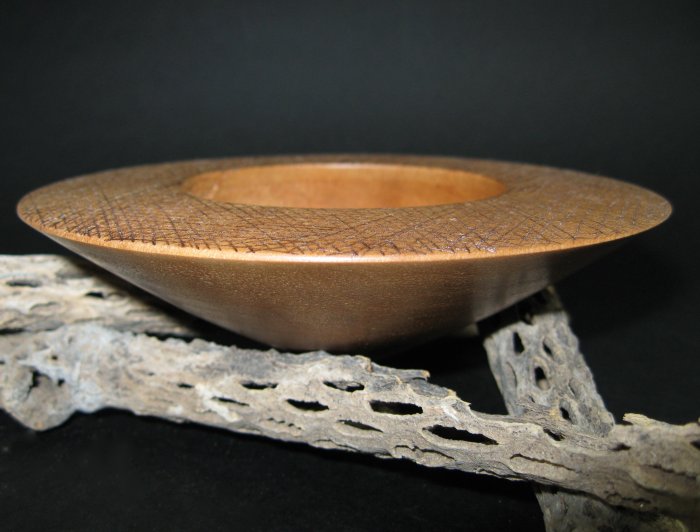 Sycamore Bowl with woodburnings