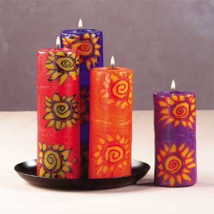 Sunburst Cylinder Candle Set