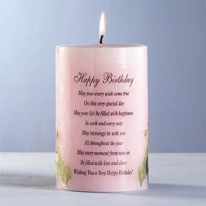 Happy Birthday Candle with Dried Flowers