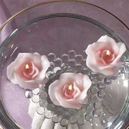 Peach Roses Floating Candles Set of 3