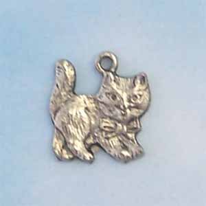 Small Kitten Pewter Charm - Antique silver (PC414)