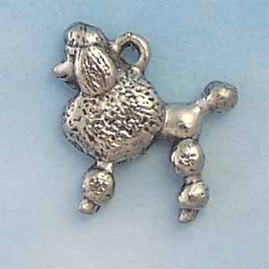 Poodle Pewter Charm - Antique silver (PC410)