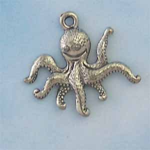 Octupus Pewter Charm - Antique silver (PC421)
