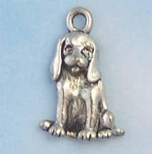 Dog Pewter Charm - Antique silver (PC411)