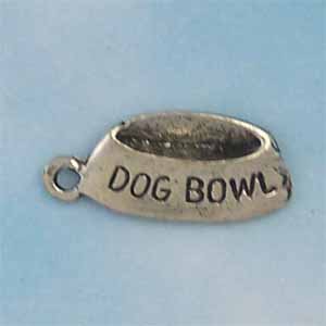 Dog Bowl Pewter Charm - Antique silver (PC412)