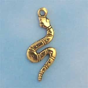Snake Pewter Charm - Antique Gold (PC324)
