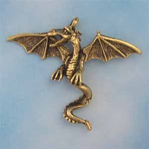Dragon Pewter Pendant - Antique Gold (PC290)