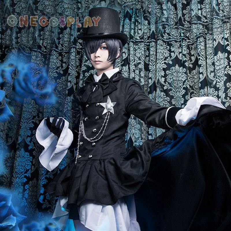 Black Butler Ciel Phantomhive Cosplay Cotumes Kuroshitsuji Halloween Fancy Party Trailing Dress