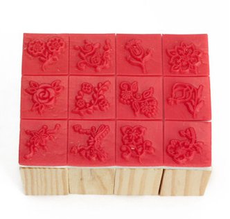 12 pieces wooden stamp set