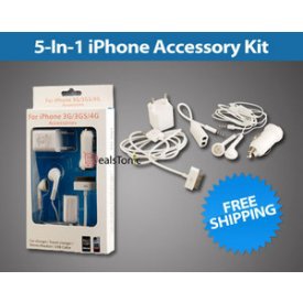A.E Electronics 5 In 1 USB Charger Set For Apple iphone 4Gs 3G 2G