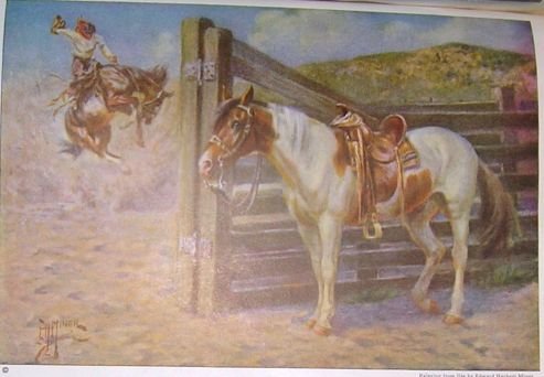 1923 MUSTANG HORSE PRINT by EDWARD H MINER Plate-23