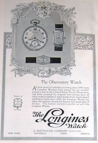 1923 Longines Watch Ad & Elgin Watch Ad Beautiful Art