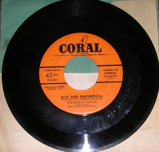 Georgie Auld Tenderly & Blue And Sentimental 45 Record