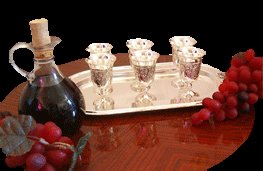 Wine Server Tray with Kidush Silver Polish Cups