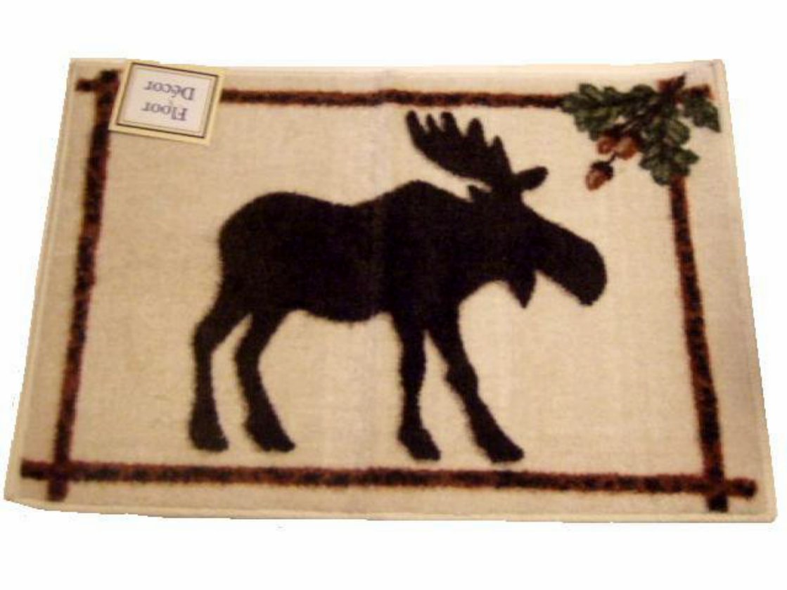 Moose Rug Acorns Lodge Cabin Decor