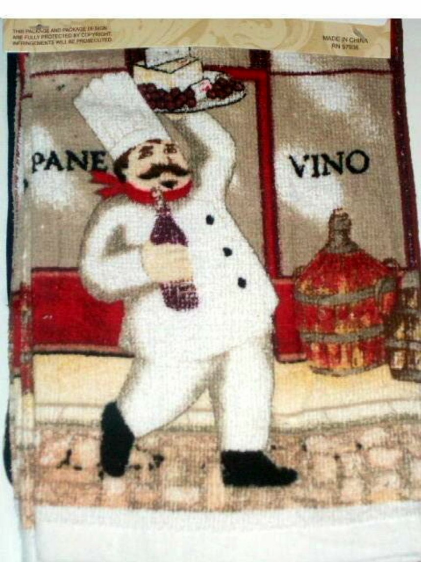 Fat Italian Chef Kitchen Linens Set Towels Oven Mitt Potholders
