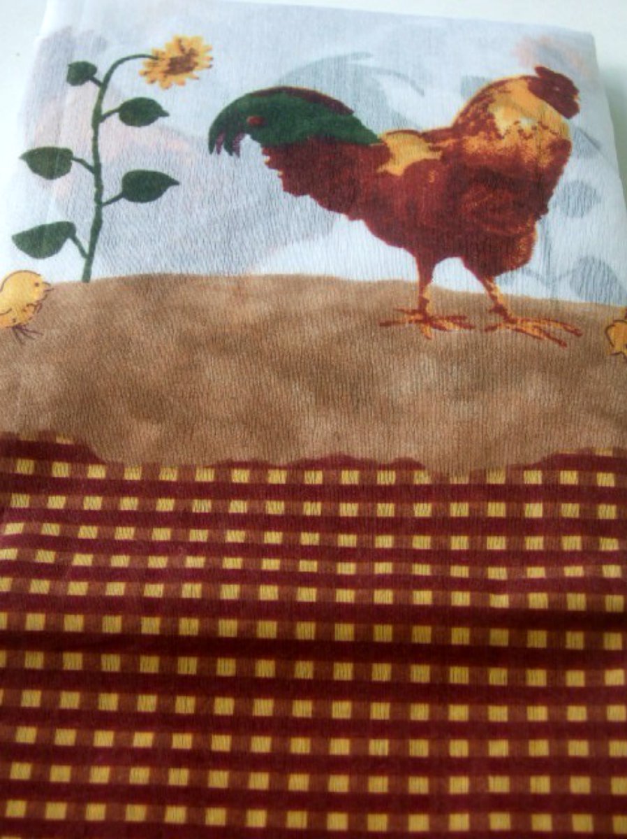 Country Roosters and Sunflowers Kitchen Curtains Set