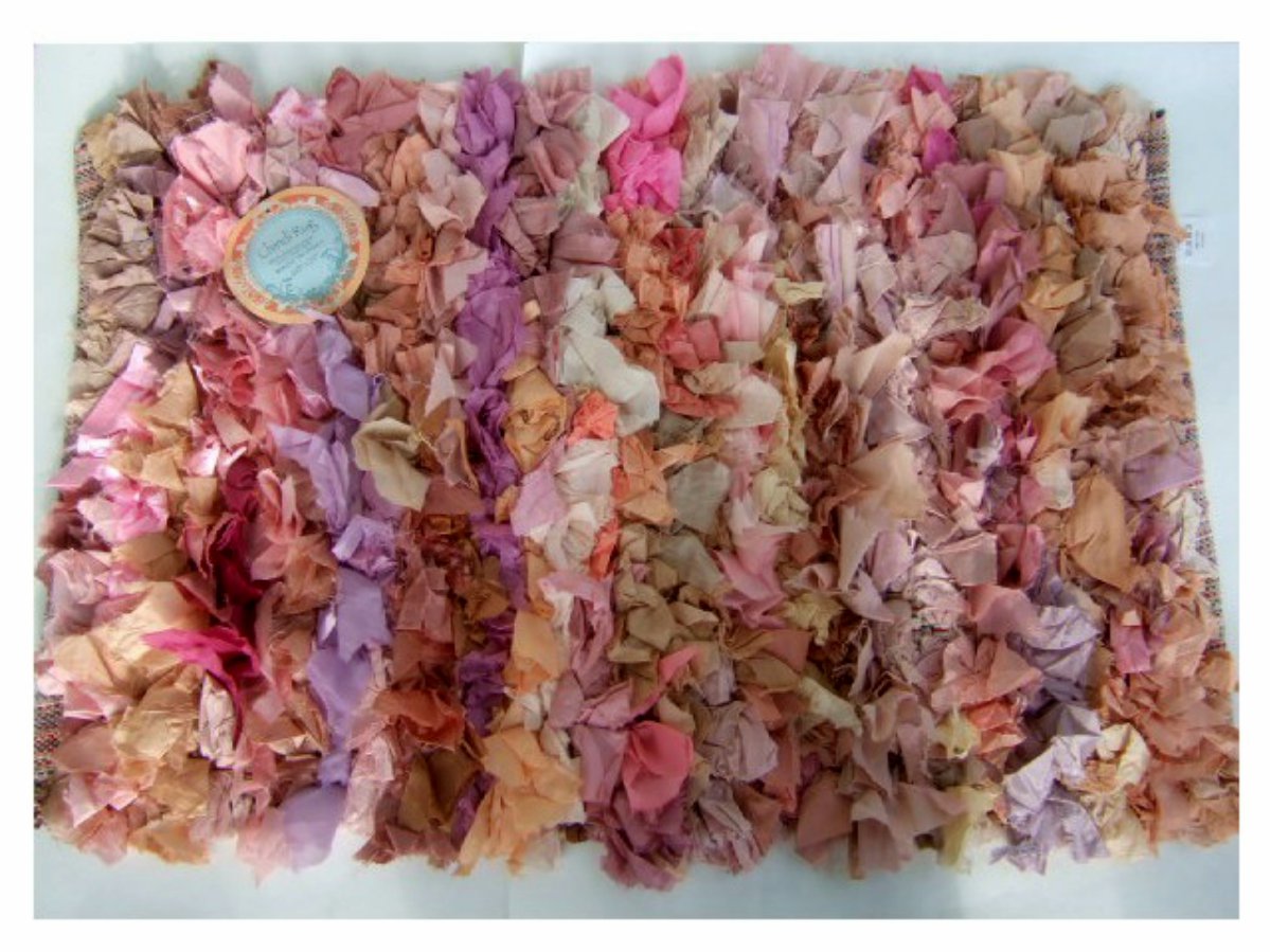 Pink Orange Lavender Chindi Rug Ribbon Mat
