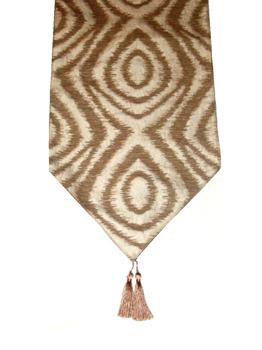Beige Brown Ikat Table Runner