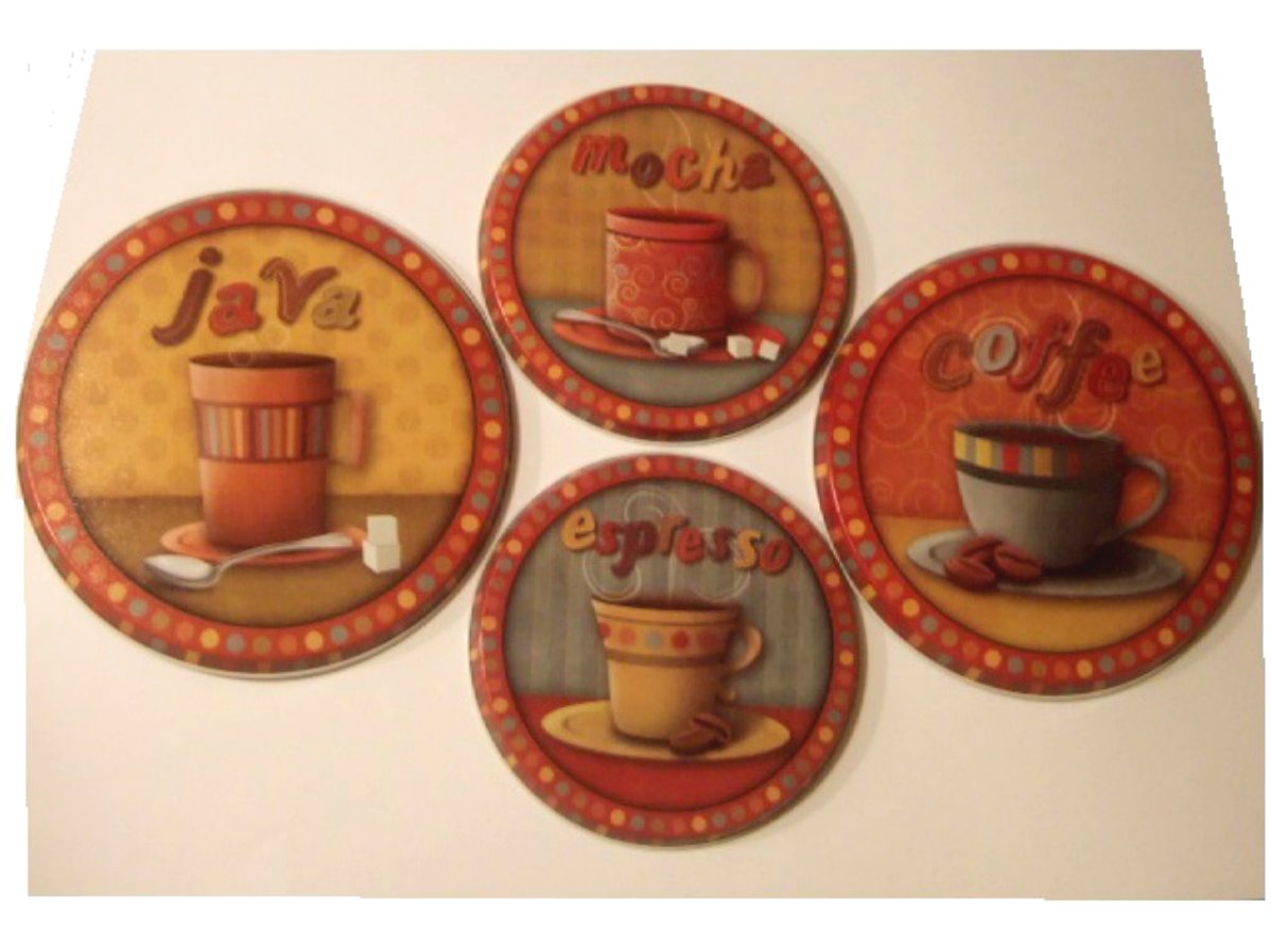 Coffee Themed Stove Range Burner Covers Set