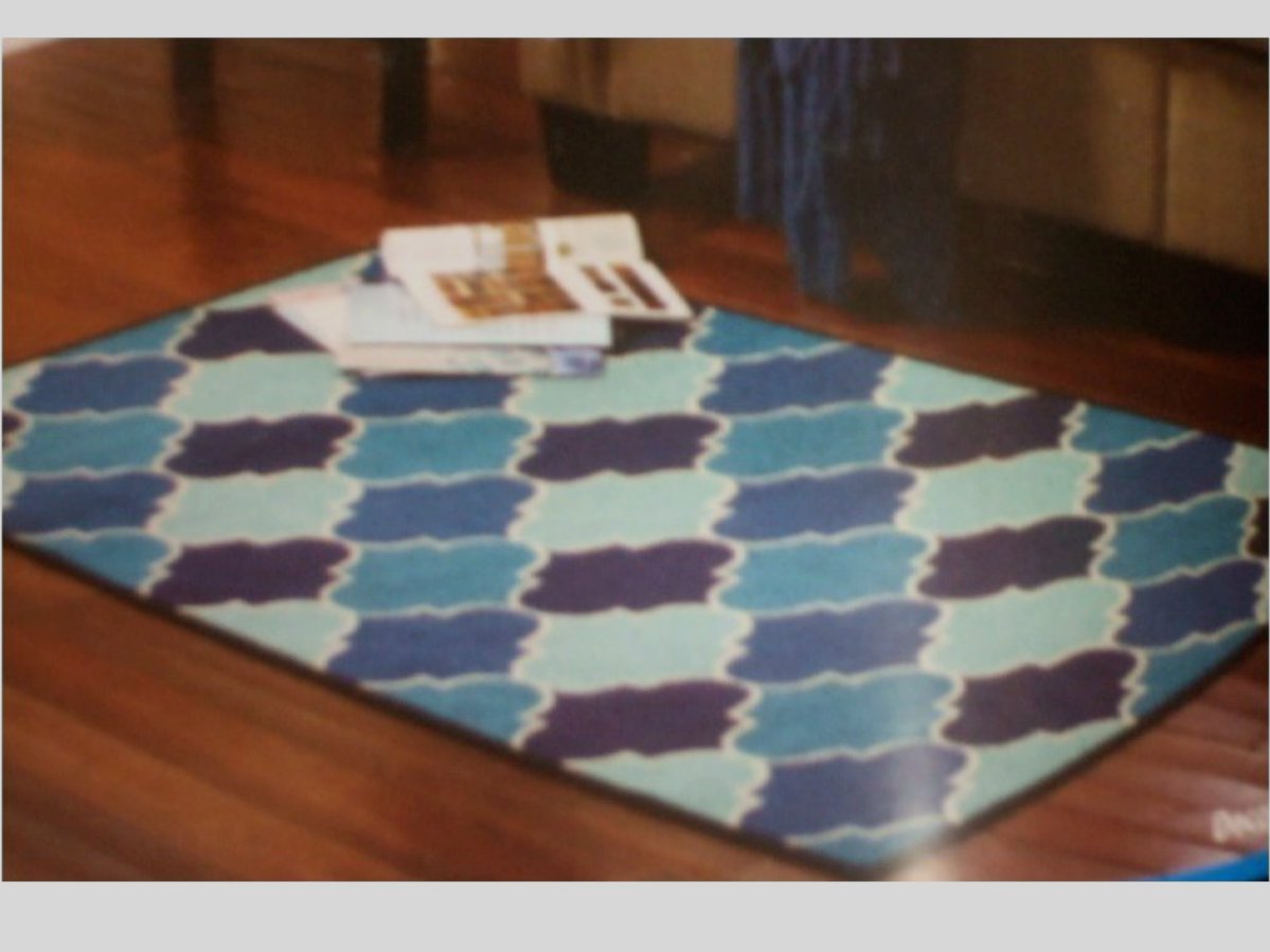 Blue Lattice Area Rug Fretwork