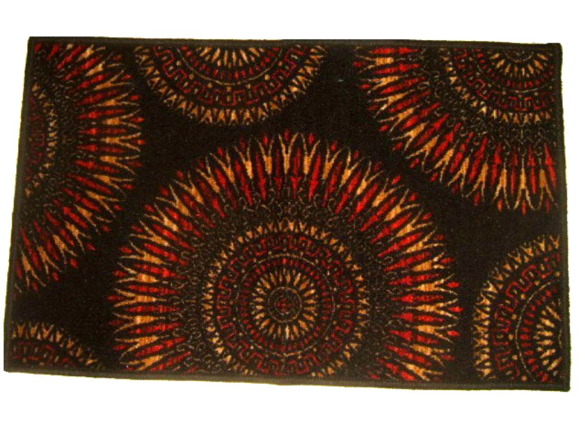Red Black Maya Sunburst Accent Rug