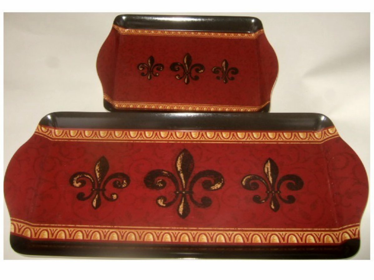 French Fleur De Lis Kitchen Vanity Tray Set