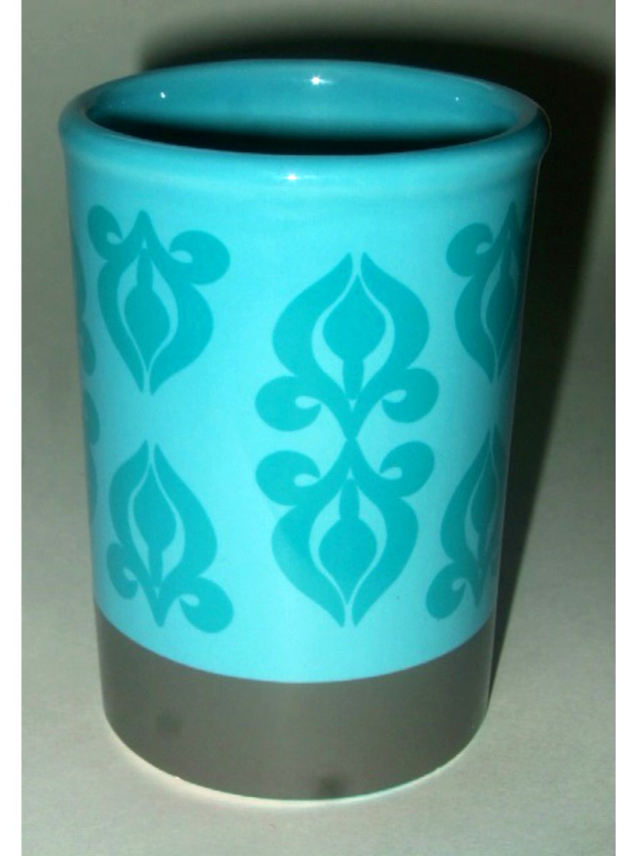 Gray Turquoise Teal Ceramic Bathroom Tumbler
