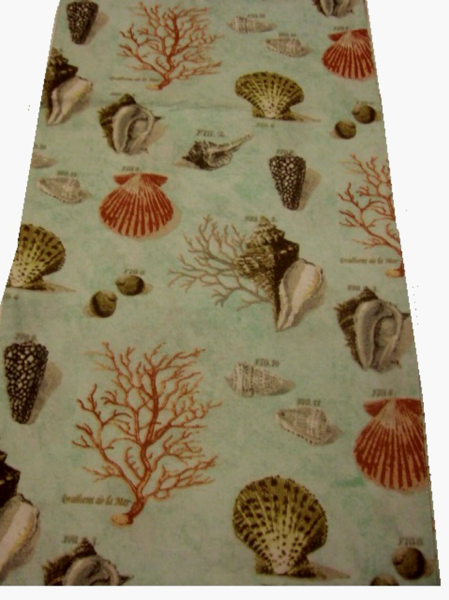 Raymond Waites Coastal Table Runner Seashells and Coral