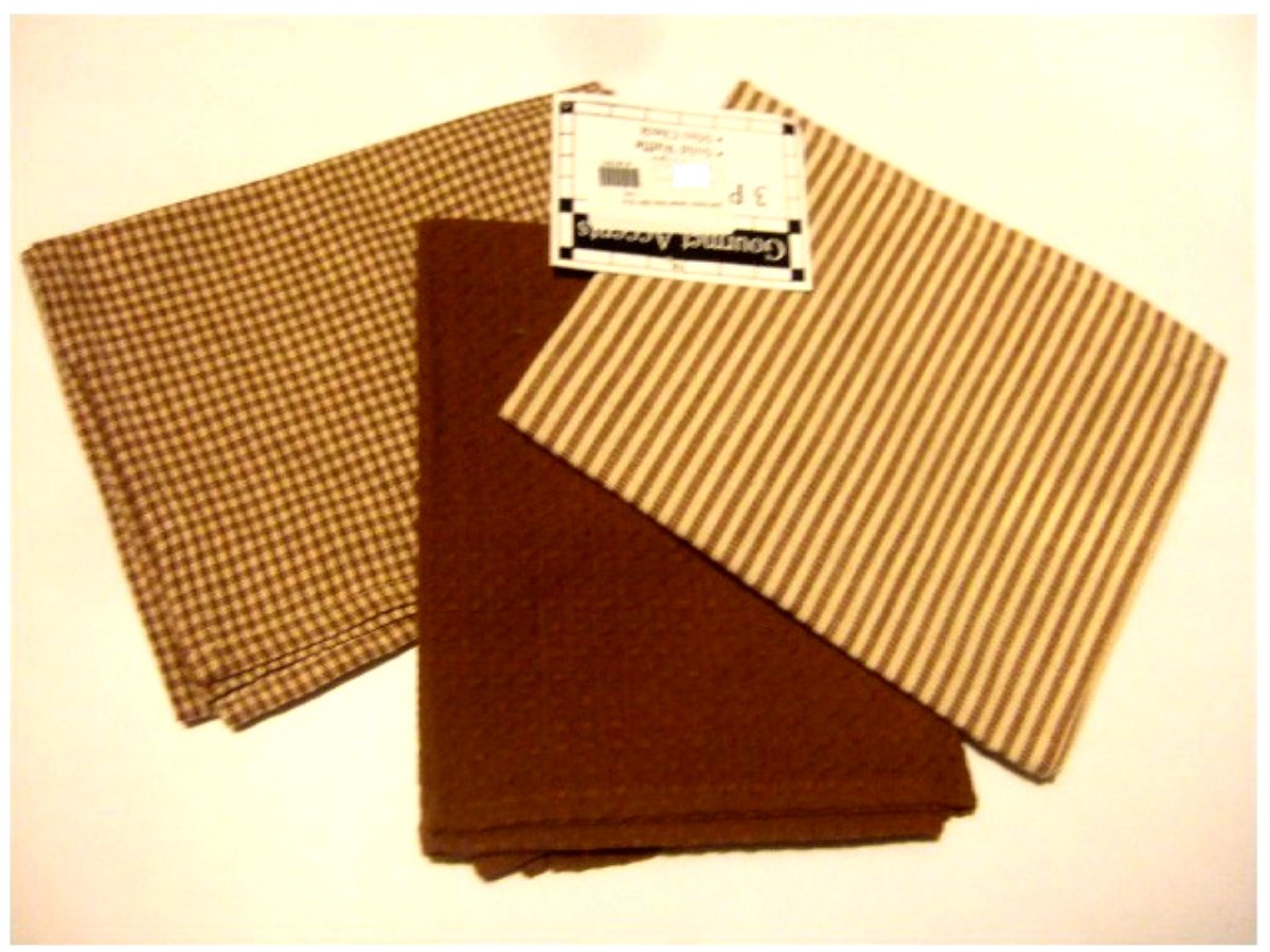 Sienna Brown Checks Stripes Waffle Weave Kitchen Towels Set