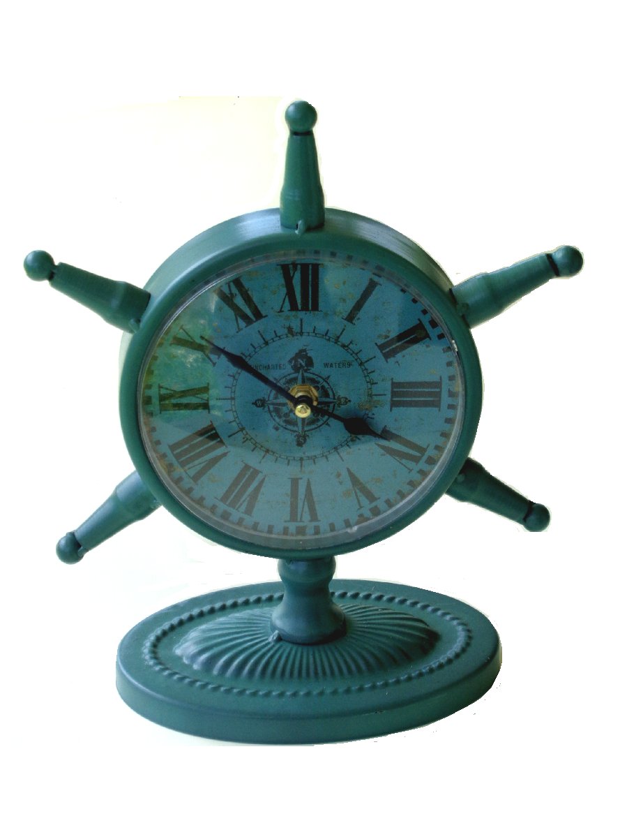 Nautical Ship Wheel Metal Table Clock