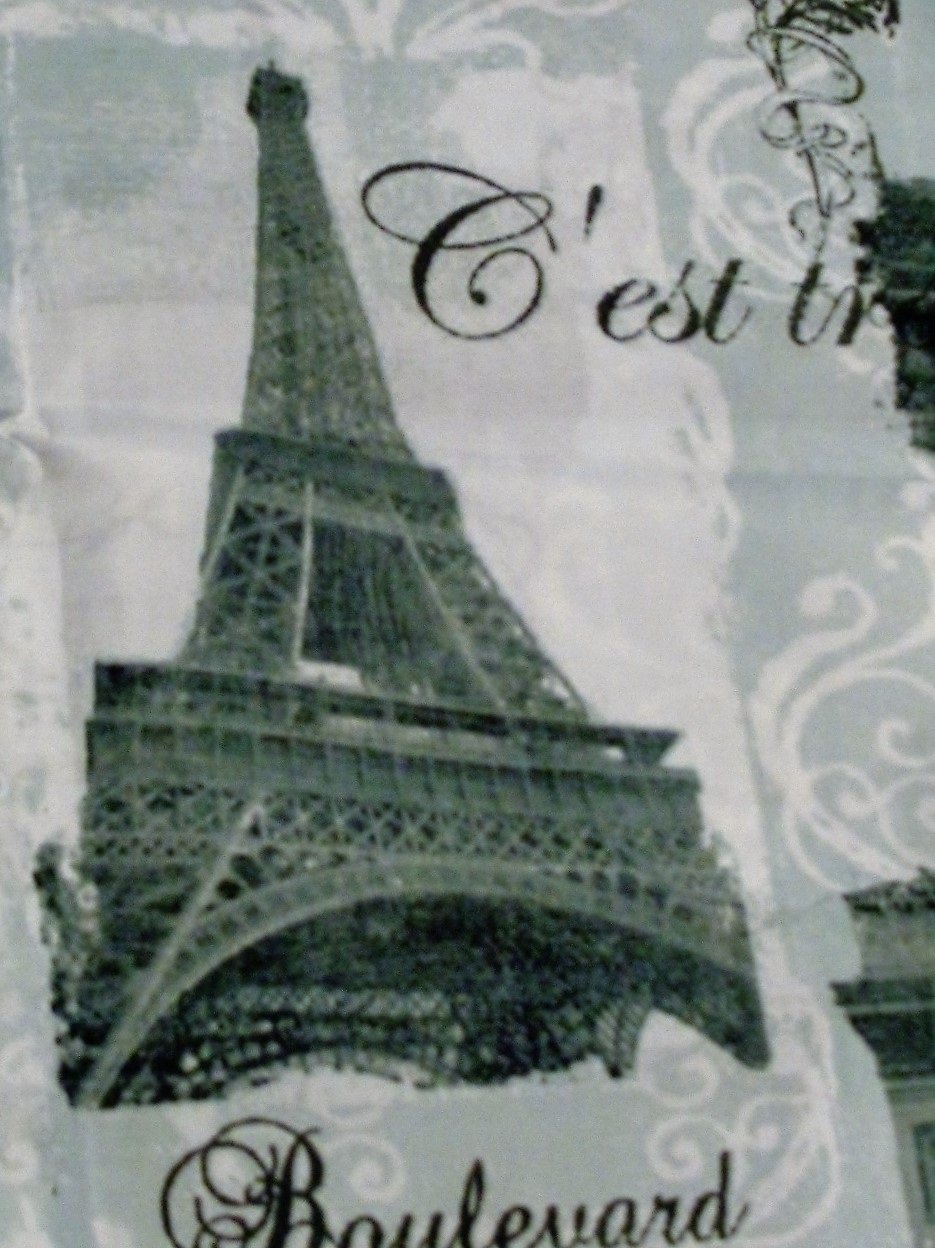 Paris Stamps Eiffel Tower Fabric Shower Curtain