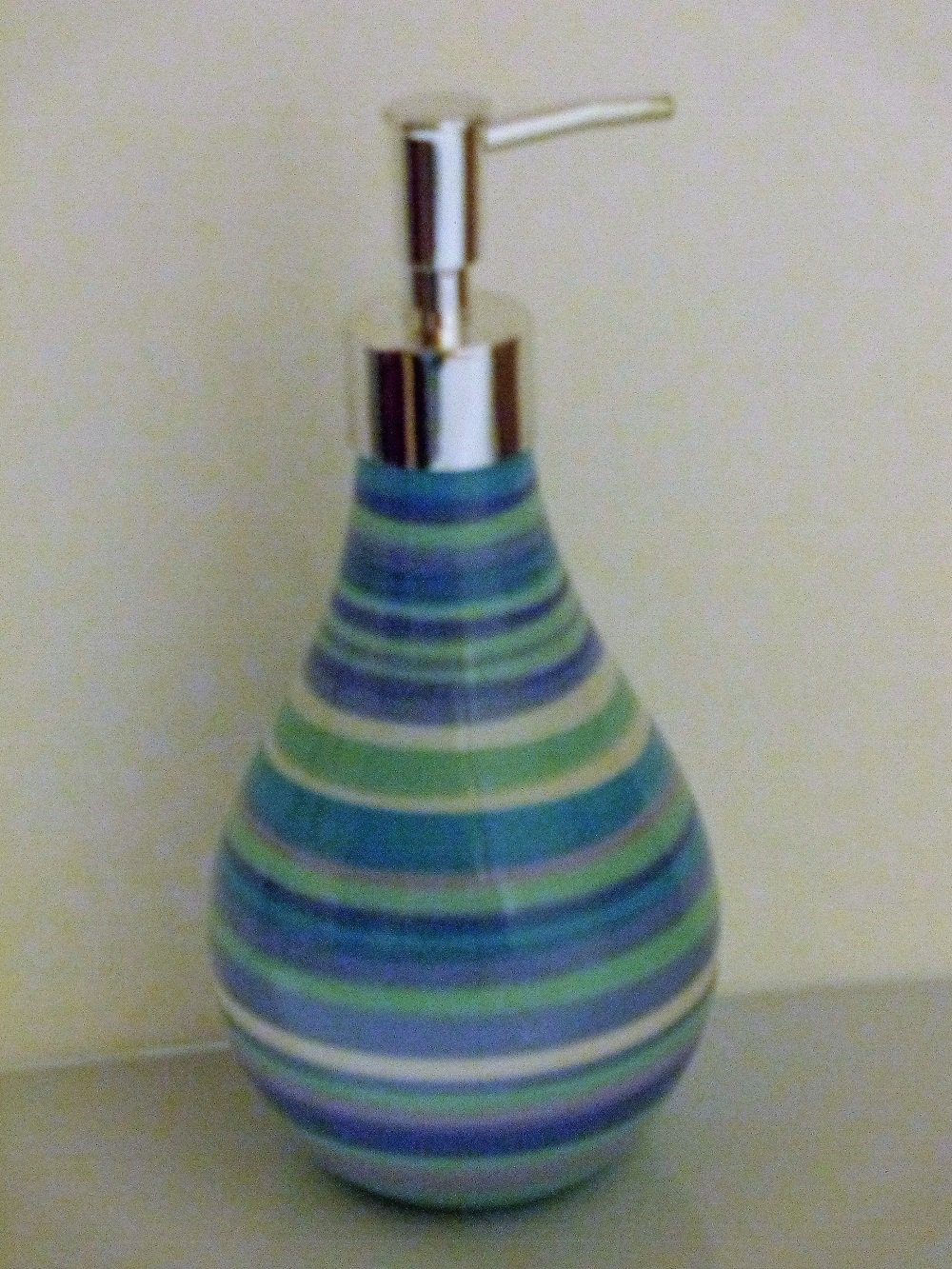 Palm Beach Blue Striped Lotion Dispenser Soap Pump