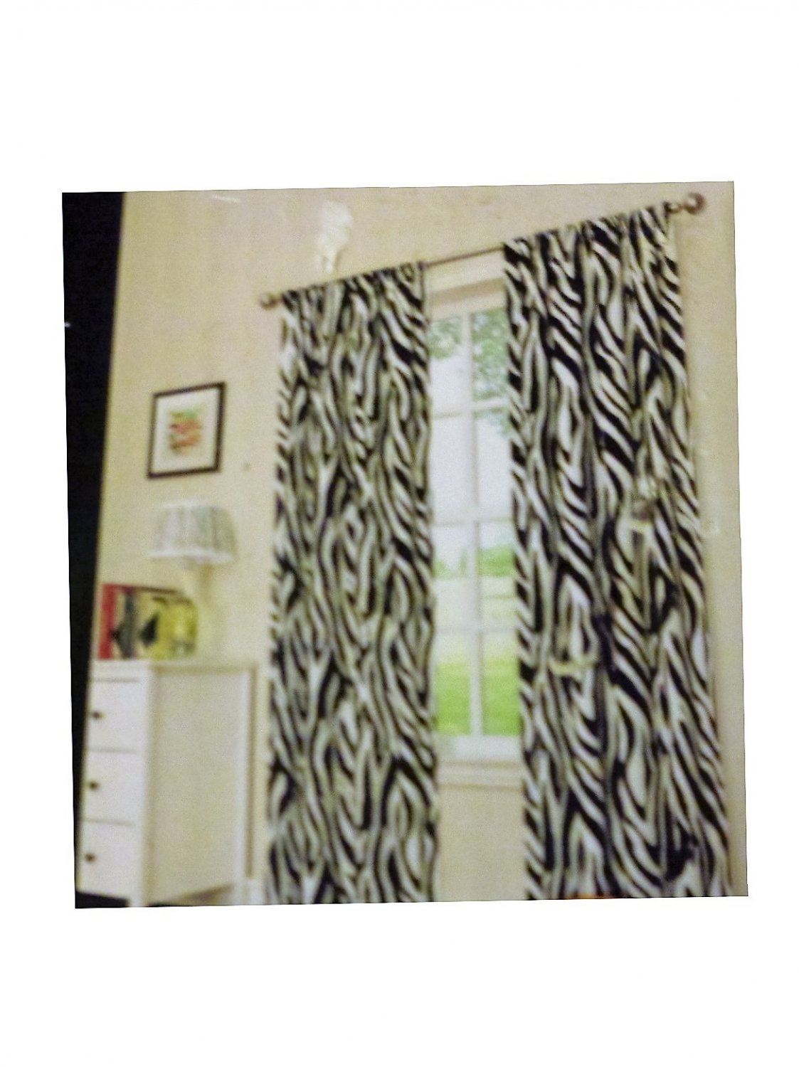 Zebra Print Curtains Panels Set Room Darkening