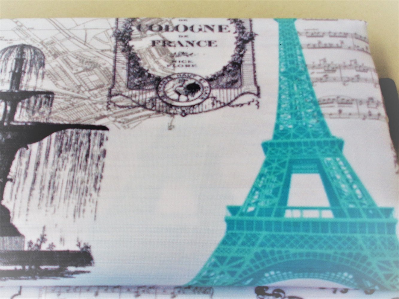 Bon Voyage Paris Shower Curtain Canvas with Rings