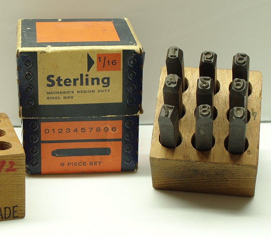 Vintage Sterling Mechanic's Medium Duty Steel Dies - 9pc Set
