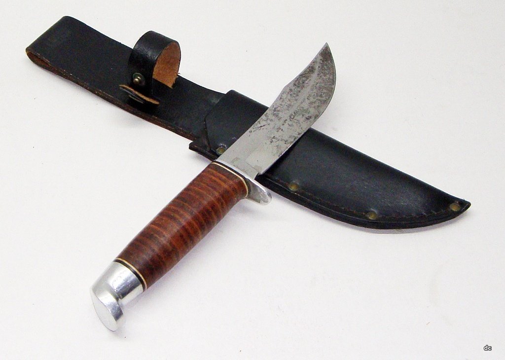 Old Western Knife WestCut, Stack Leather Handle, Very Clean!
