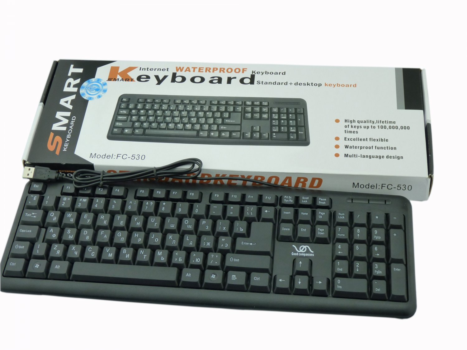 high quality universal Russian USB Keyboard with USB cable for computers,free shipping