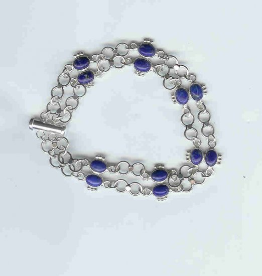 Lapis Lazuli Bracelet, sterling silver, semi-precious gemstone
