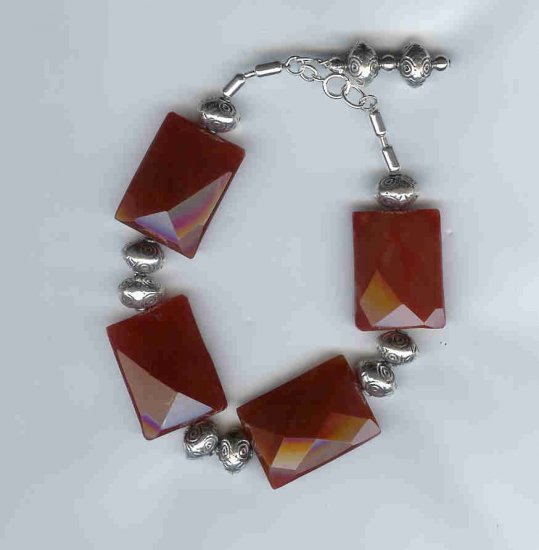Carnelian and Silver Bracelet, sterling silver, semi-precious gemstone
