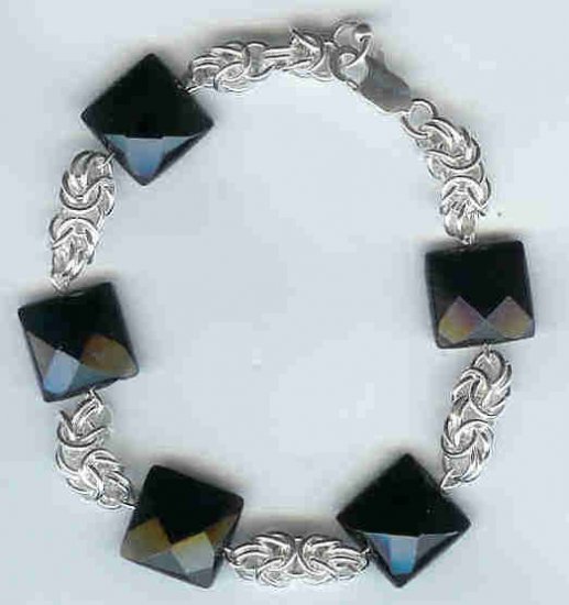 Black Onyx and Byzantine Chain Maille Bracelet