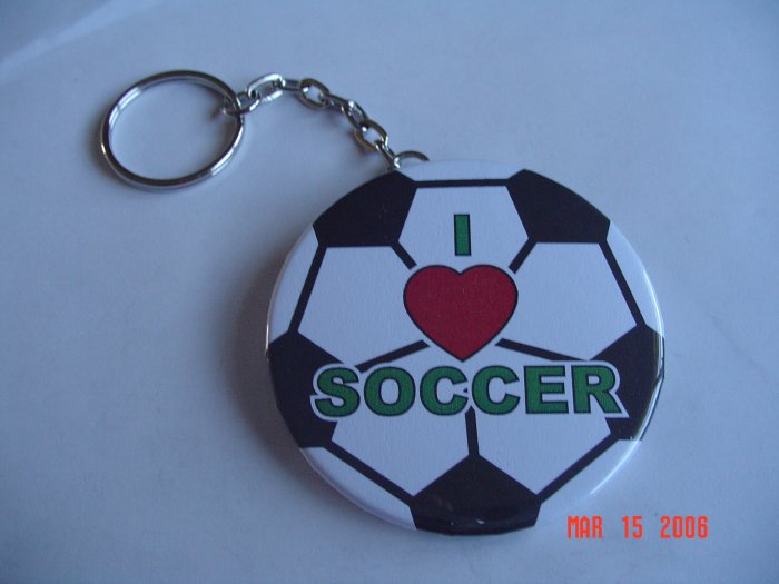 I Love Soccer Keychain Sports School Handmade