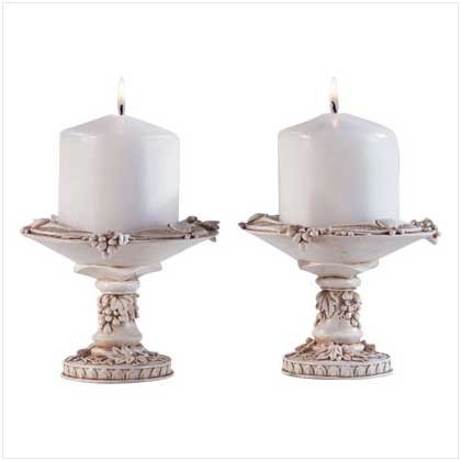 Ivory Finish Grapevine Candle Holders