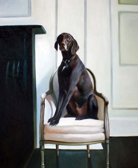 Dignified dog on Chair 20" x 24" Original Oil
