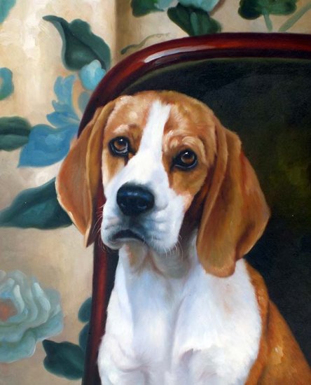 Beagle Canine on Chair 20" x 24" Original Oil