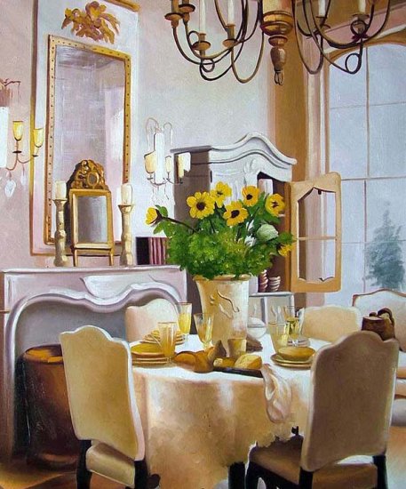 Dining Table with Sunflowers 20" x 24" Original Oil